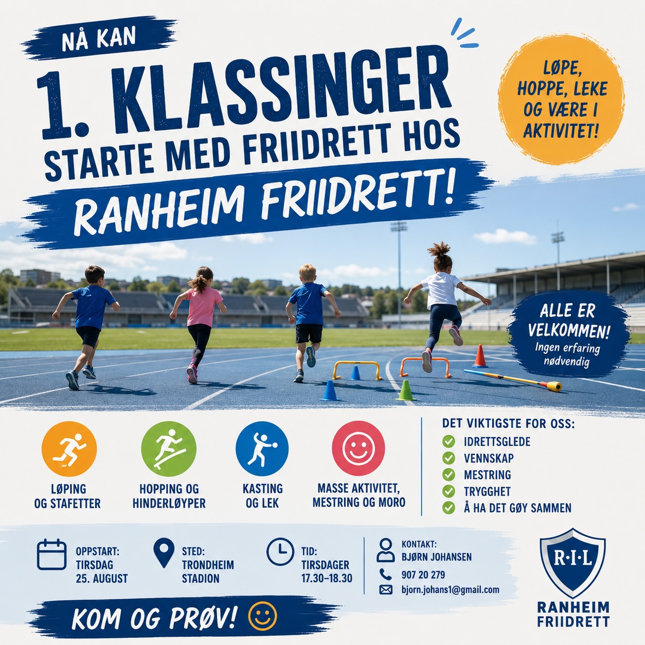 Image for Velkommen til 1. klasse i Ranheim Friidrett!