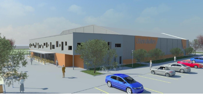 Arkitekttegninger av flerbrukshallen