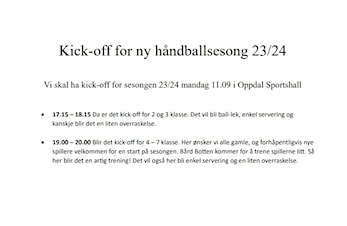Kick-off håndballsesong 2023/24