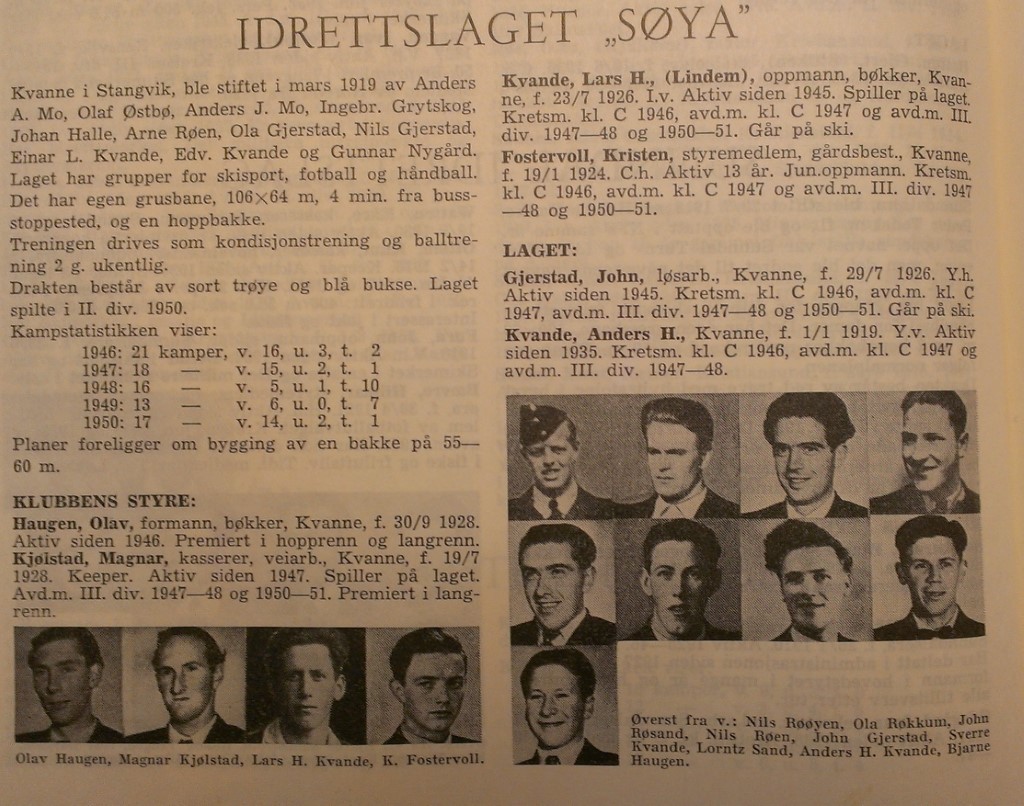 Søya-karer omtalt i "Aktive fotballspillere" fra ca 1950