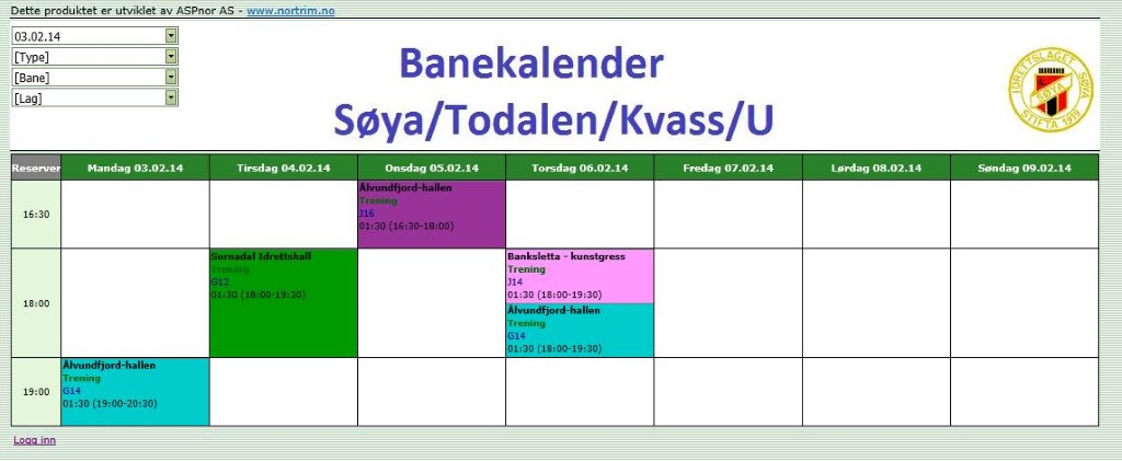 Oppdatering av banekalenderen