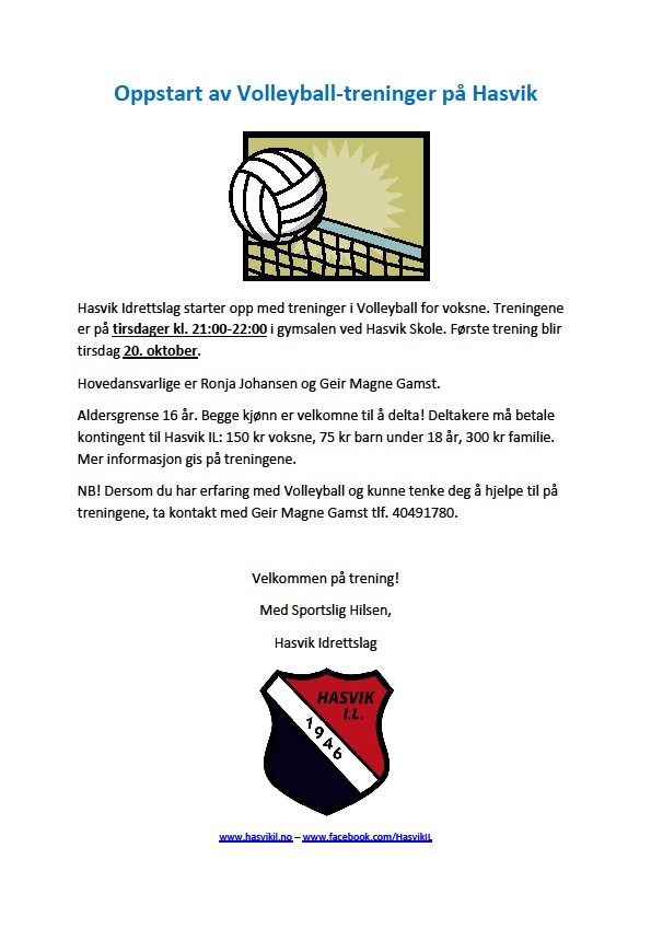 Oppstart av Volleyball-treninger