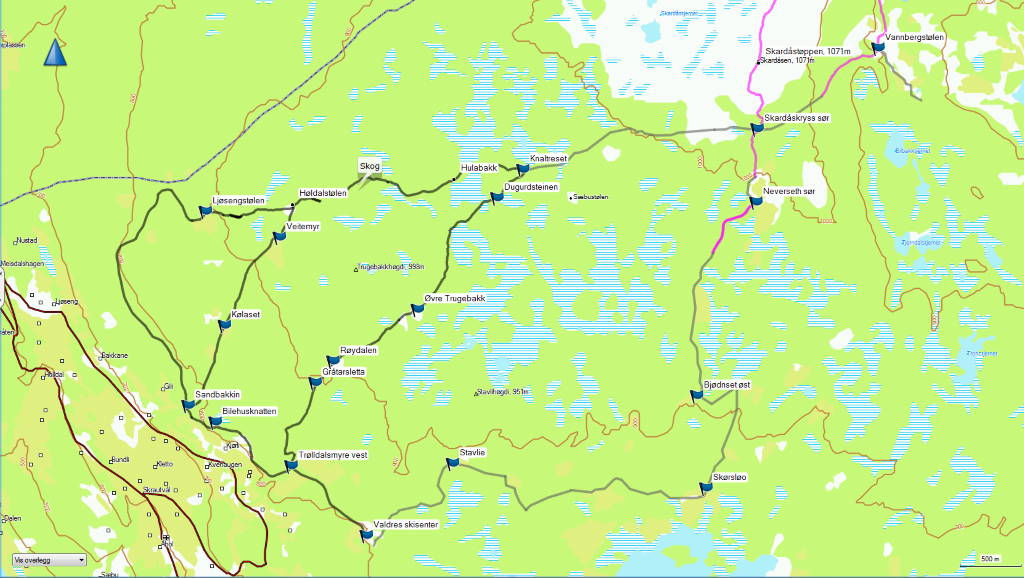 Oppmerking av stinettet i Skrautvål