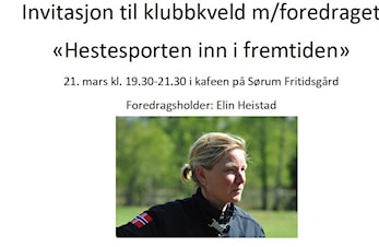 AVLYST! Foredrag - Hestesporten inn i fremtiden