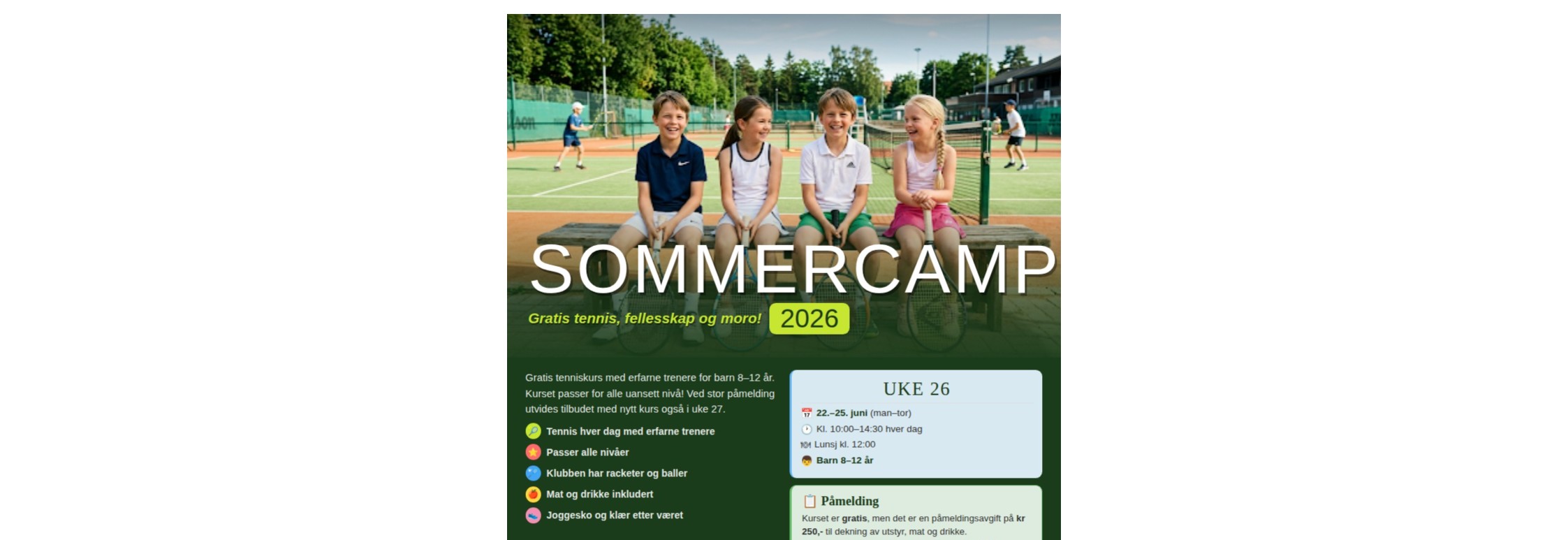 Sommercamp for barn - tennis