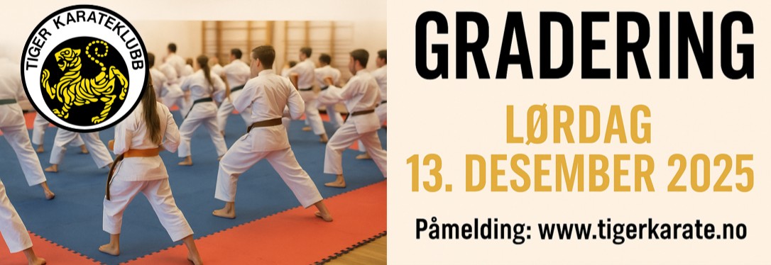 Gradering Høst 2025 Ungdom/Voksen med oransje, grønt og blått belte