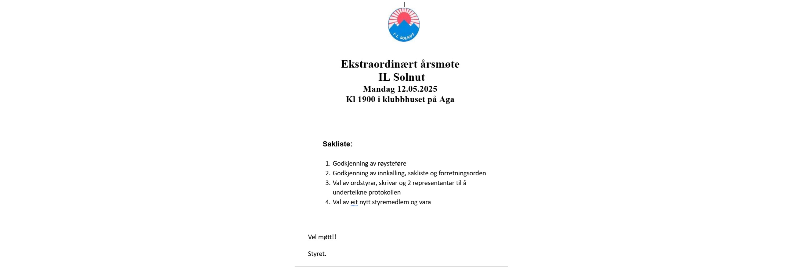 Ekstraordinært årsmøte
