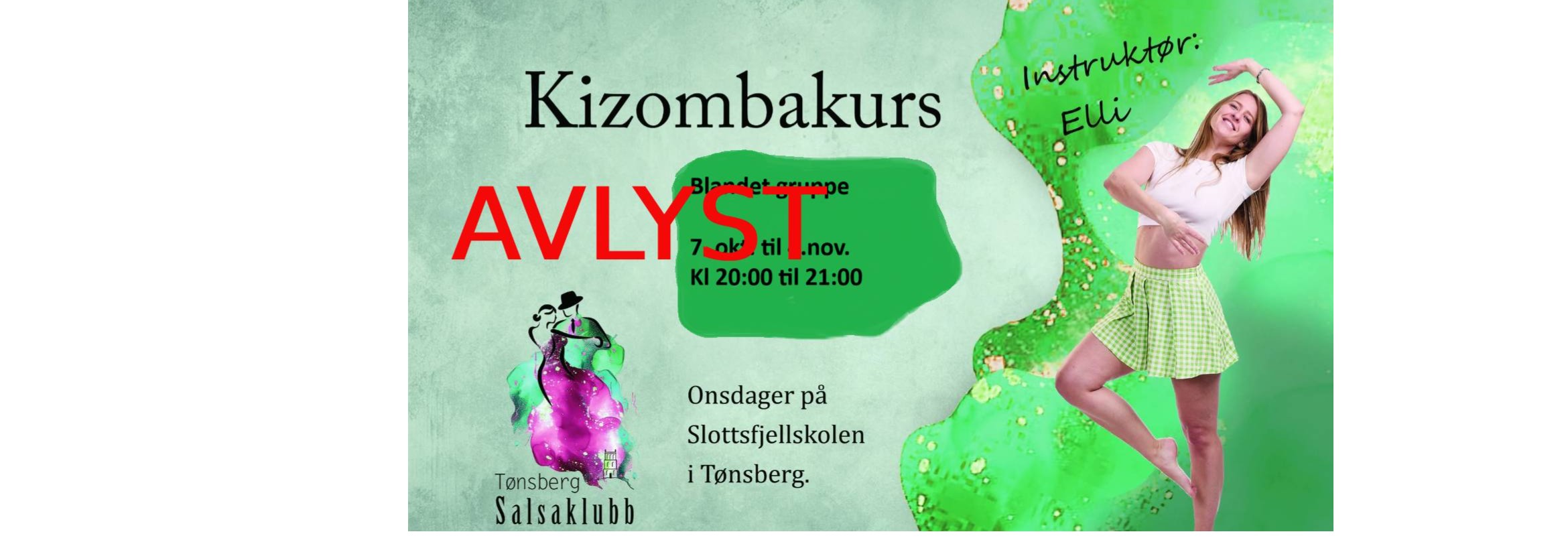 Avlyst - Kizomba åpent nivå m/Elli (5u)