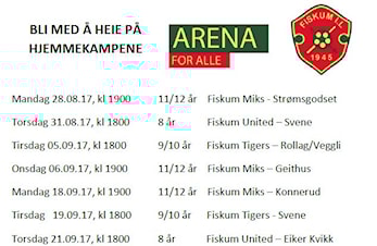 FISKUM ARENA hjemmekamper høsten 2017