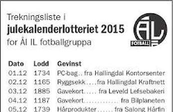 Trekningsliste Julekalenderlotteriet 2015