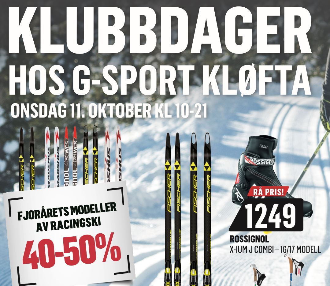 Klubbdag hos G-Sport Kløfta onsdag 11. Oktober