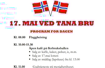 Velkommen til 17. Mai feiring ved Tana Bru!
