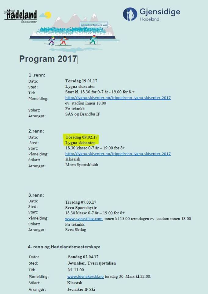 4. renn i Gjensidige Hadeland cup og Hadelandsmesterskap