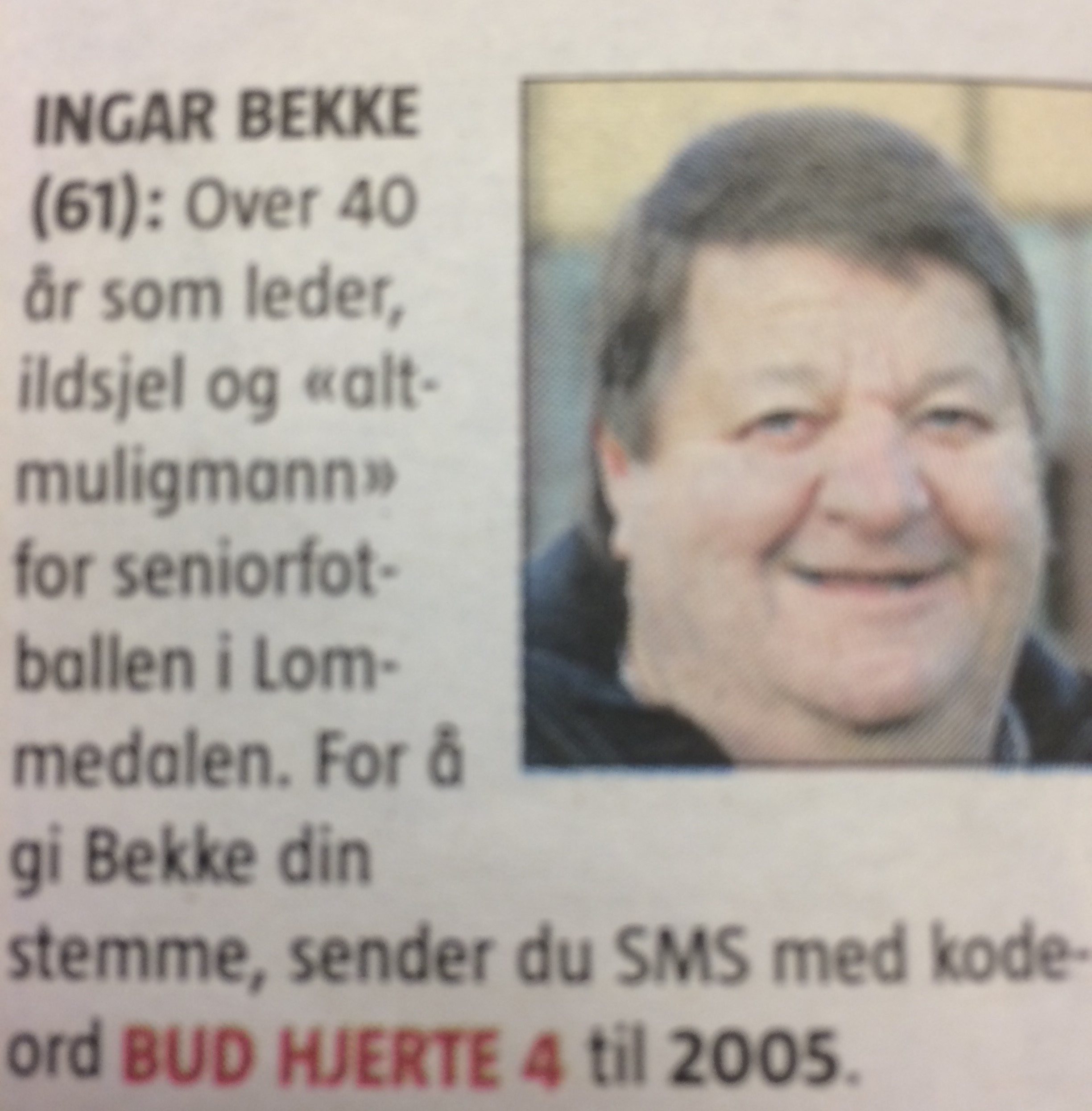 Ingar Bekke er nominert til Årets bankende hjerte