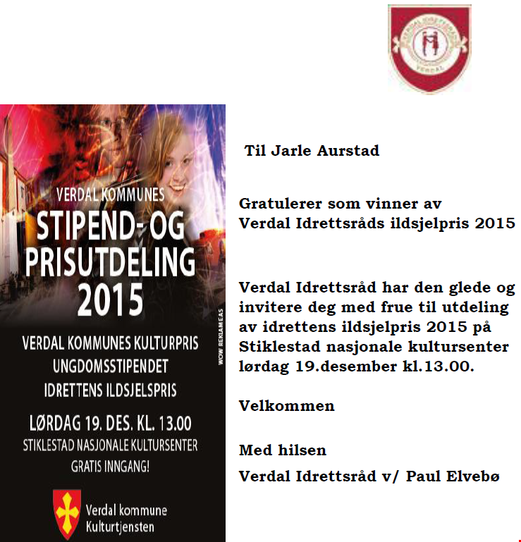 Verdal Idrettsråds ildsjelspris 2015