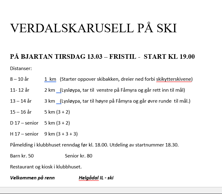 Verdalskarusell i Helgådal