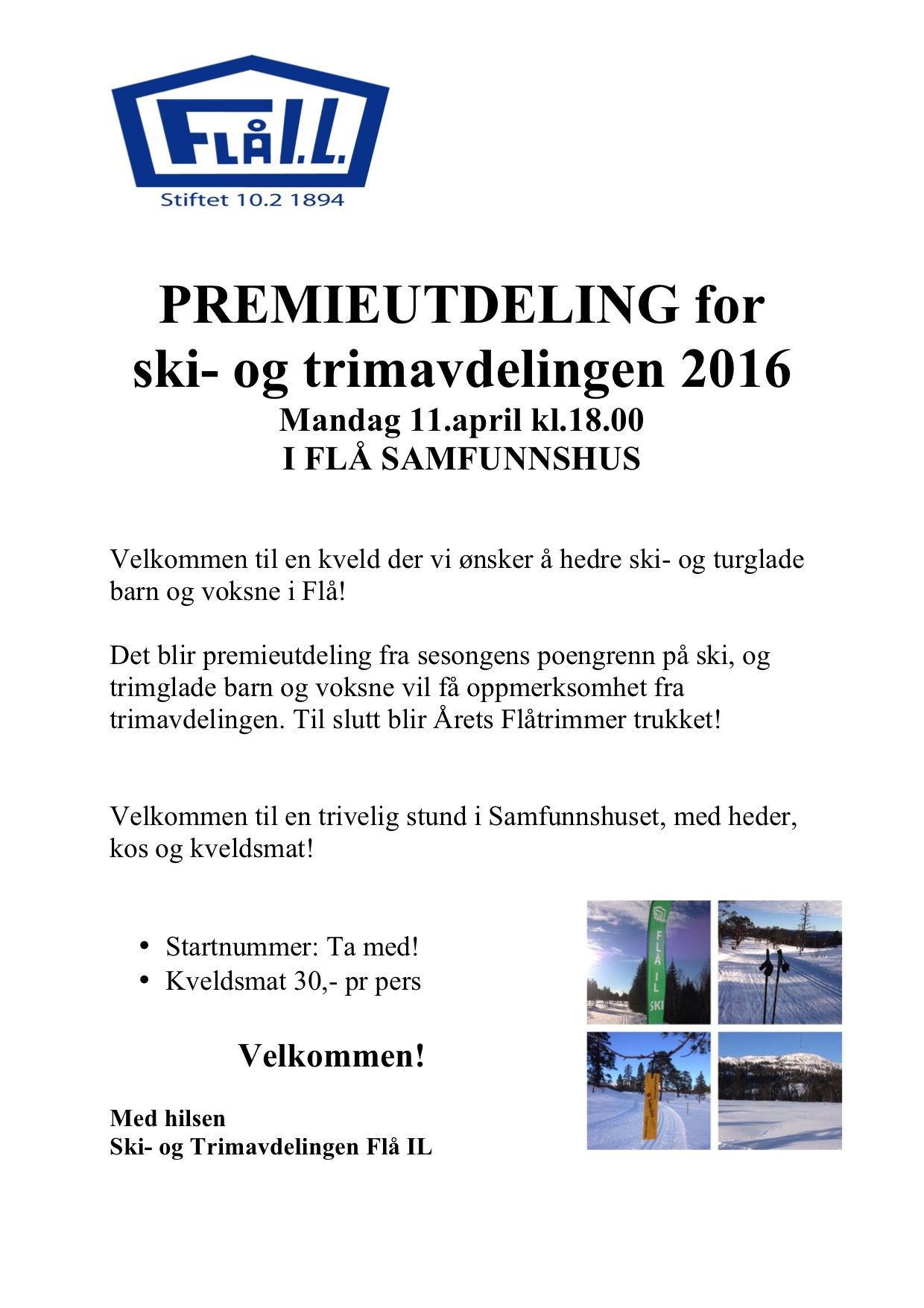 Premieutdeling for ski- og trimavdelinga 2016