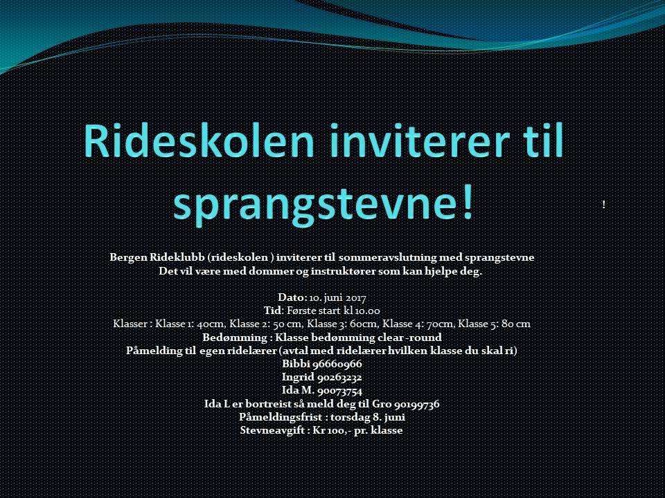 Rideskolen inviterer til rideskolestevne