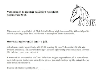 Informasjon om rideleirene