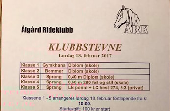 Klubbstevne lørdag 18.februar 2017