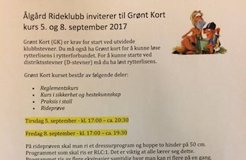 Grønt Kort kurs 5. og 8. september 2017 på Ålgård Rideklubb