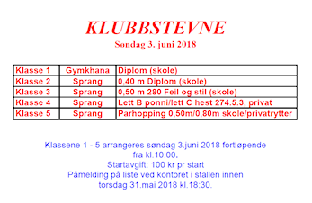 Klubbstevne søndag 3.juni 2018