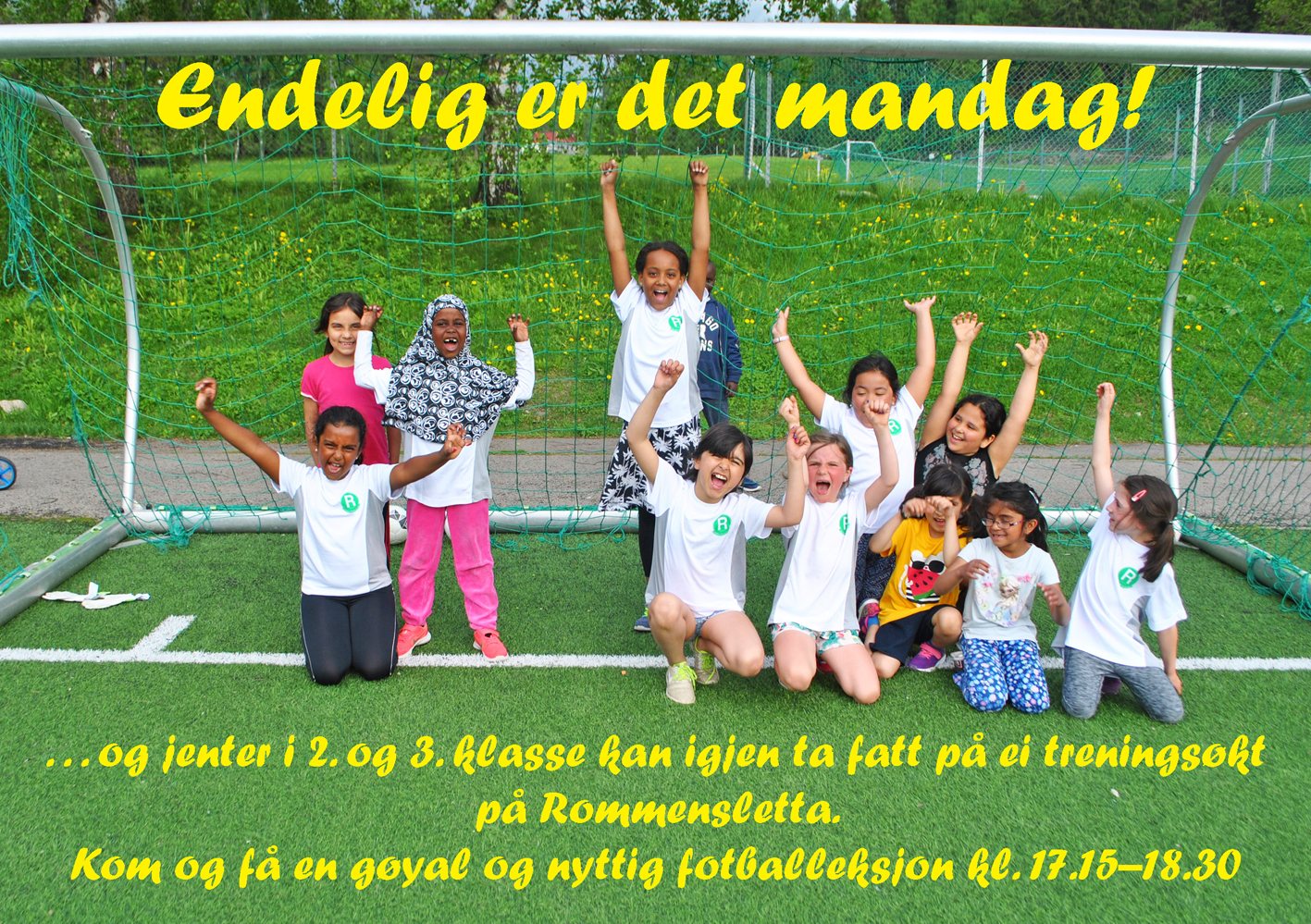 Jentene i 2. og 3. klasse trener mandag 25. september