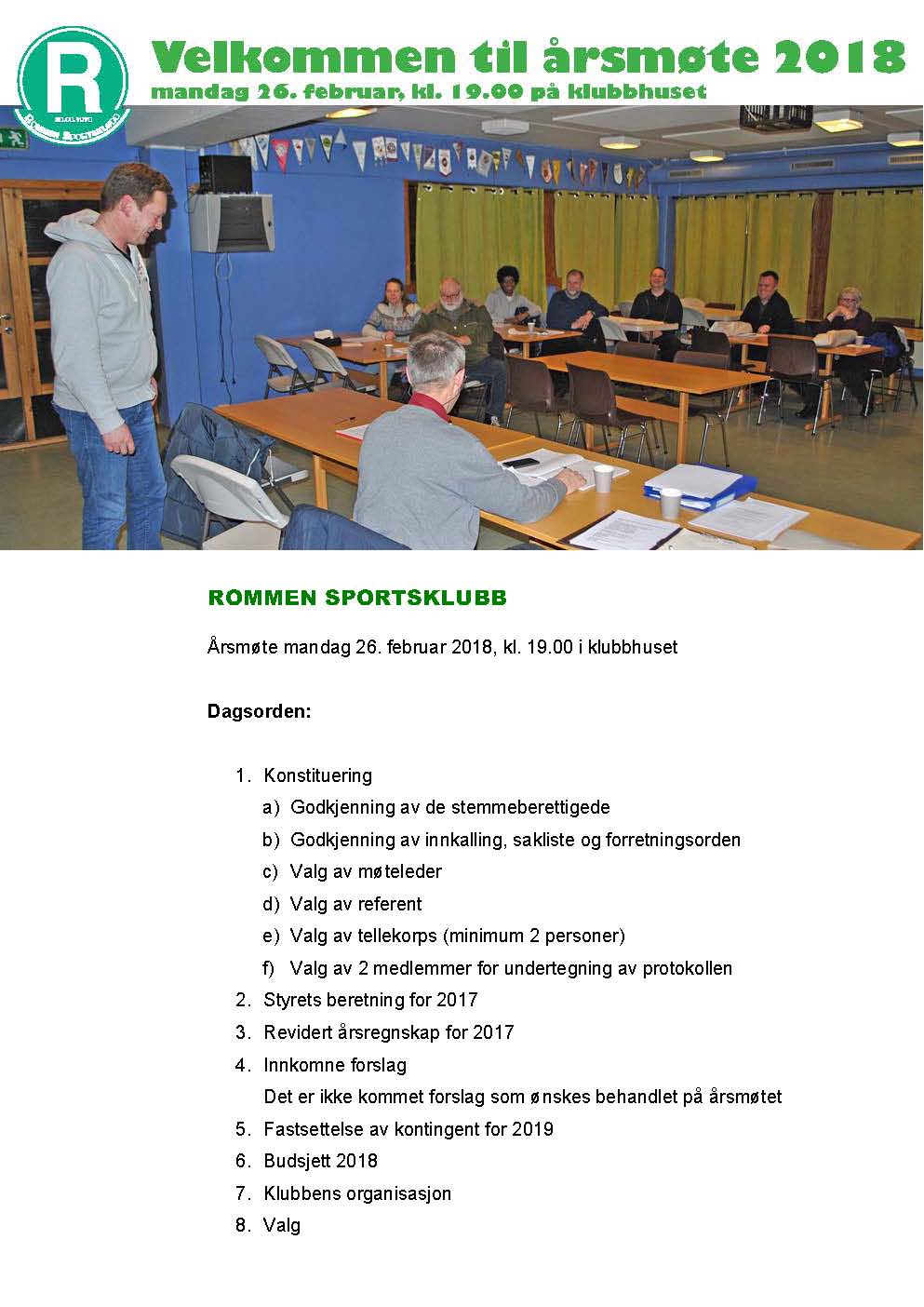 Årsmøte 2018 Dagsorden