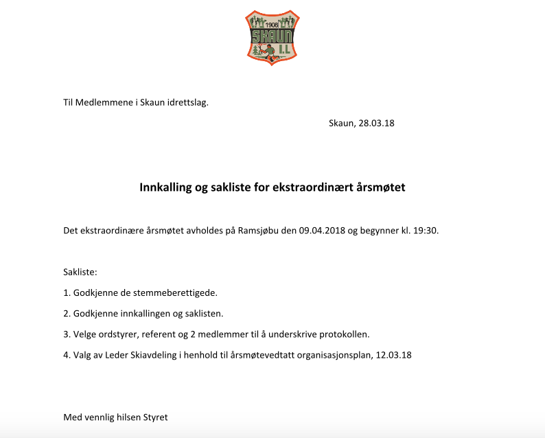 Ekstraordinært årsmøte