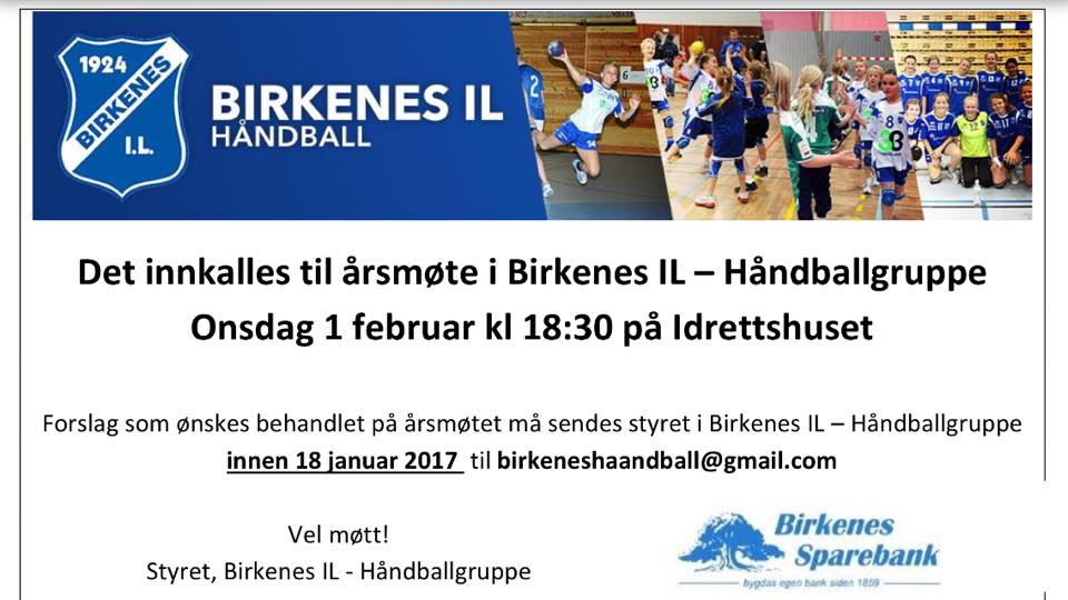 Innkalling til årsmøte i Håndballgruppa