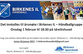 Innkalling til årsmøte i Håndballgruppa