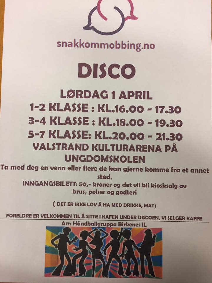 Håndballgruppa arrangerer disco.