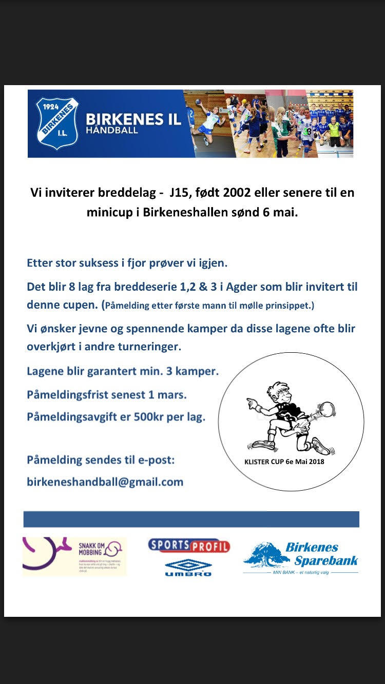Invitasjon til Birkenes Klister cup 2018