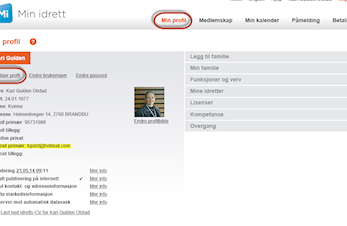 Kontroller din profil på MinIdrett.nif.no!
