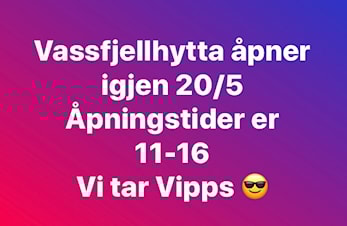 Vassfjellhytta åpner for sesongen