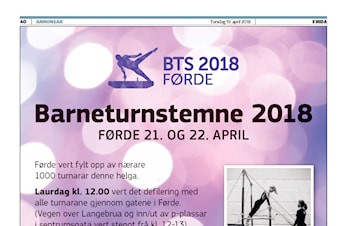 Barneturnstemnet i Førdehuset 21-22. april 2018