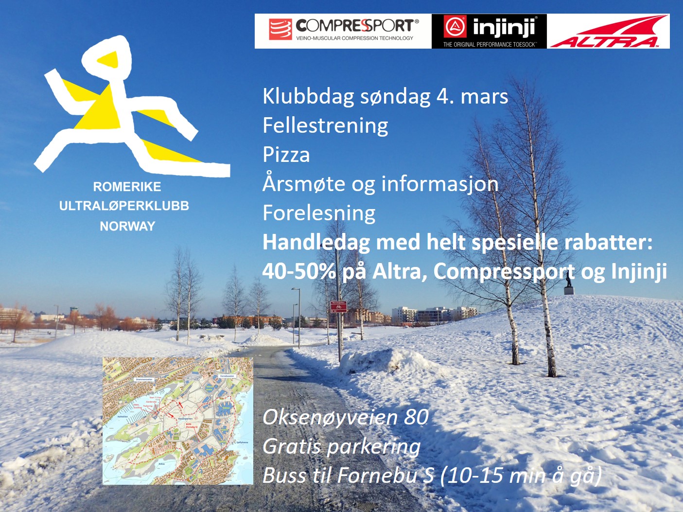 Bli med på klubbdagen 4. mars; trening, pizza, klubbmøte, kjemperabatter