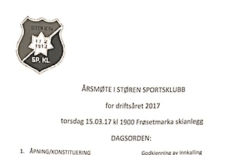 Sakliste til årsmøte torsdag 15.03 klokken 19.00 - Velkommen