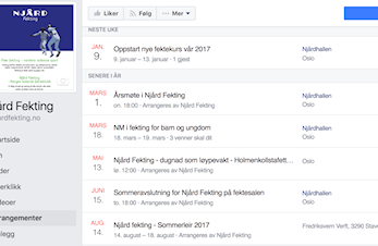 Viktige datoer og hendelser for Njård Fekting våren 2017
