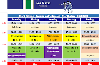 Treningsoppsett for høsten 2018 er klart! Se detaljene her.