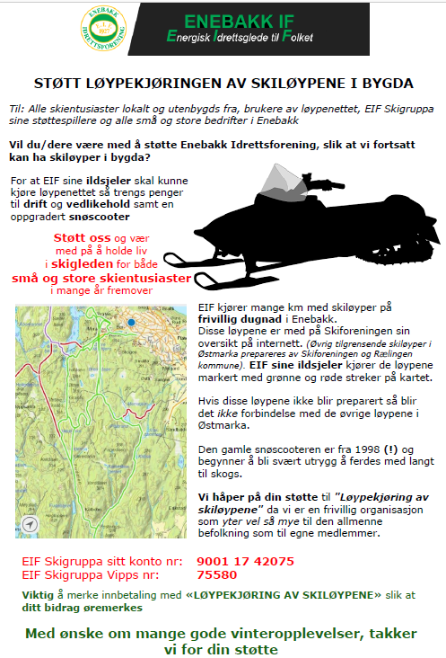 STØTT løypekjøringen av skiløypene i bygda