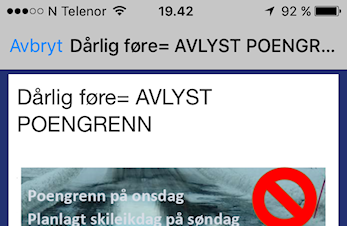 Onsdagens poengrenn avlyses