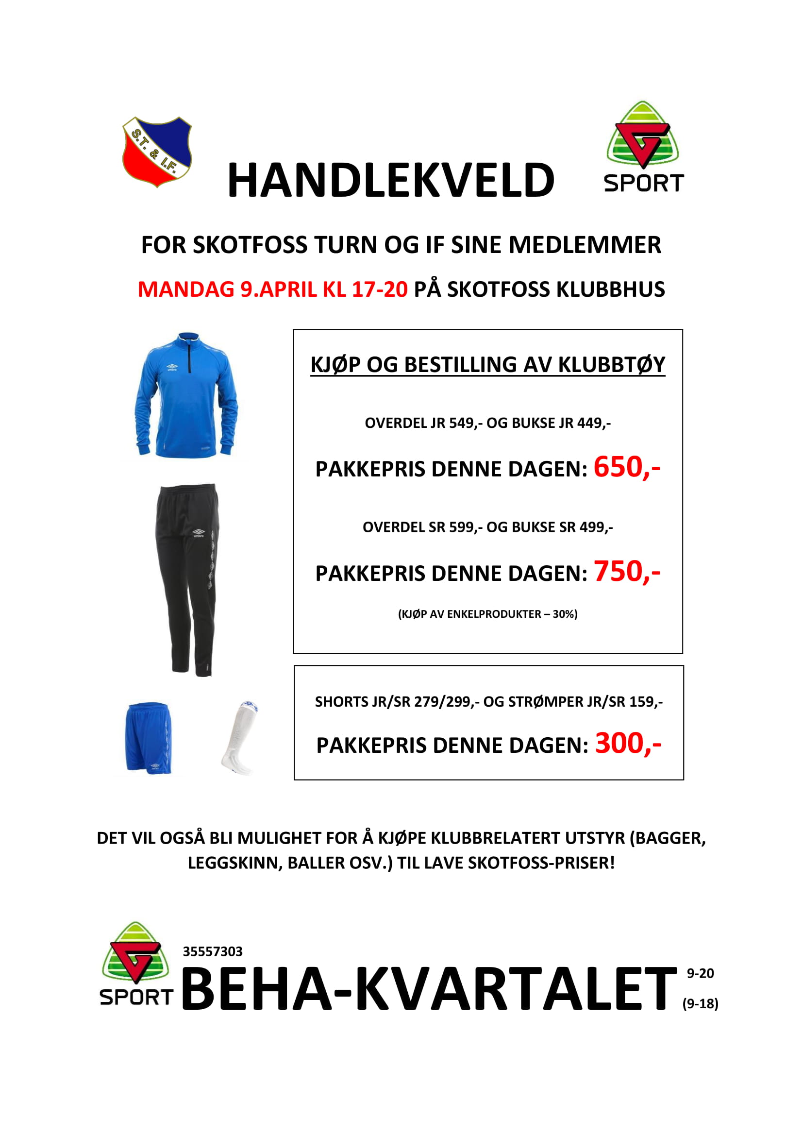Handlekveld for ST&IF medlemmer, 9. april