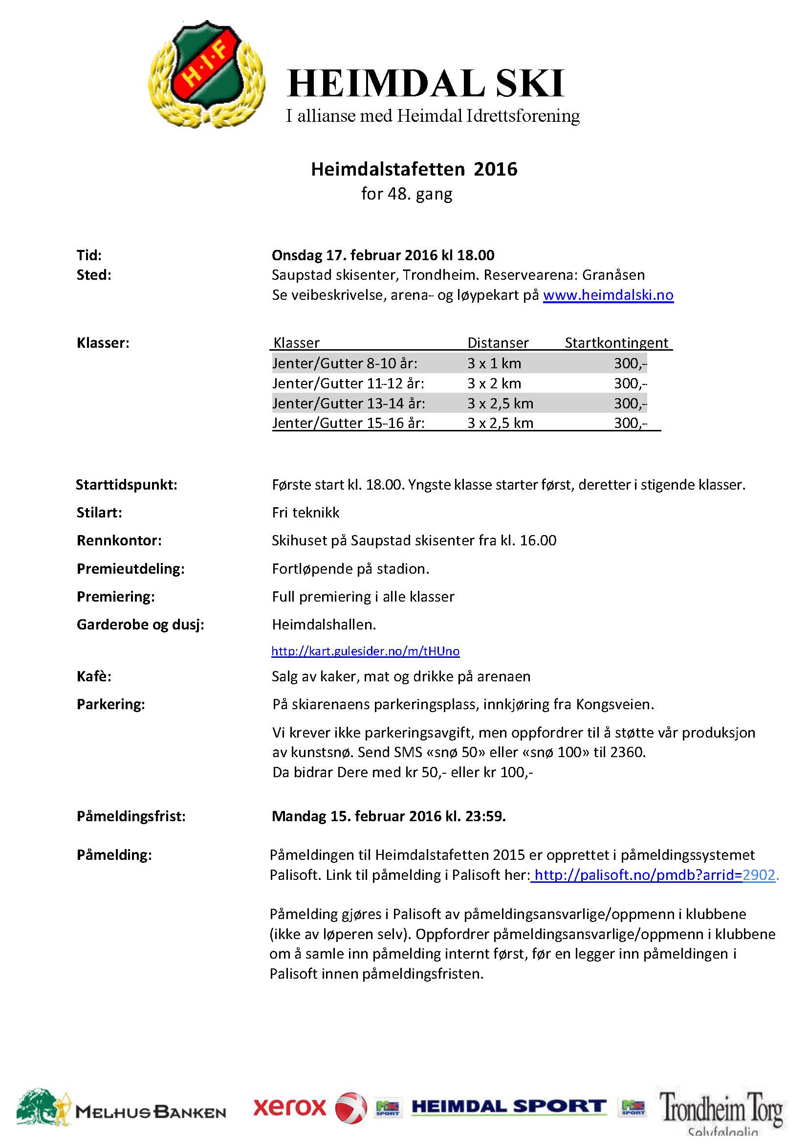 Invitasjon til Heimdalstafetten onsdag 17. februar