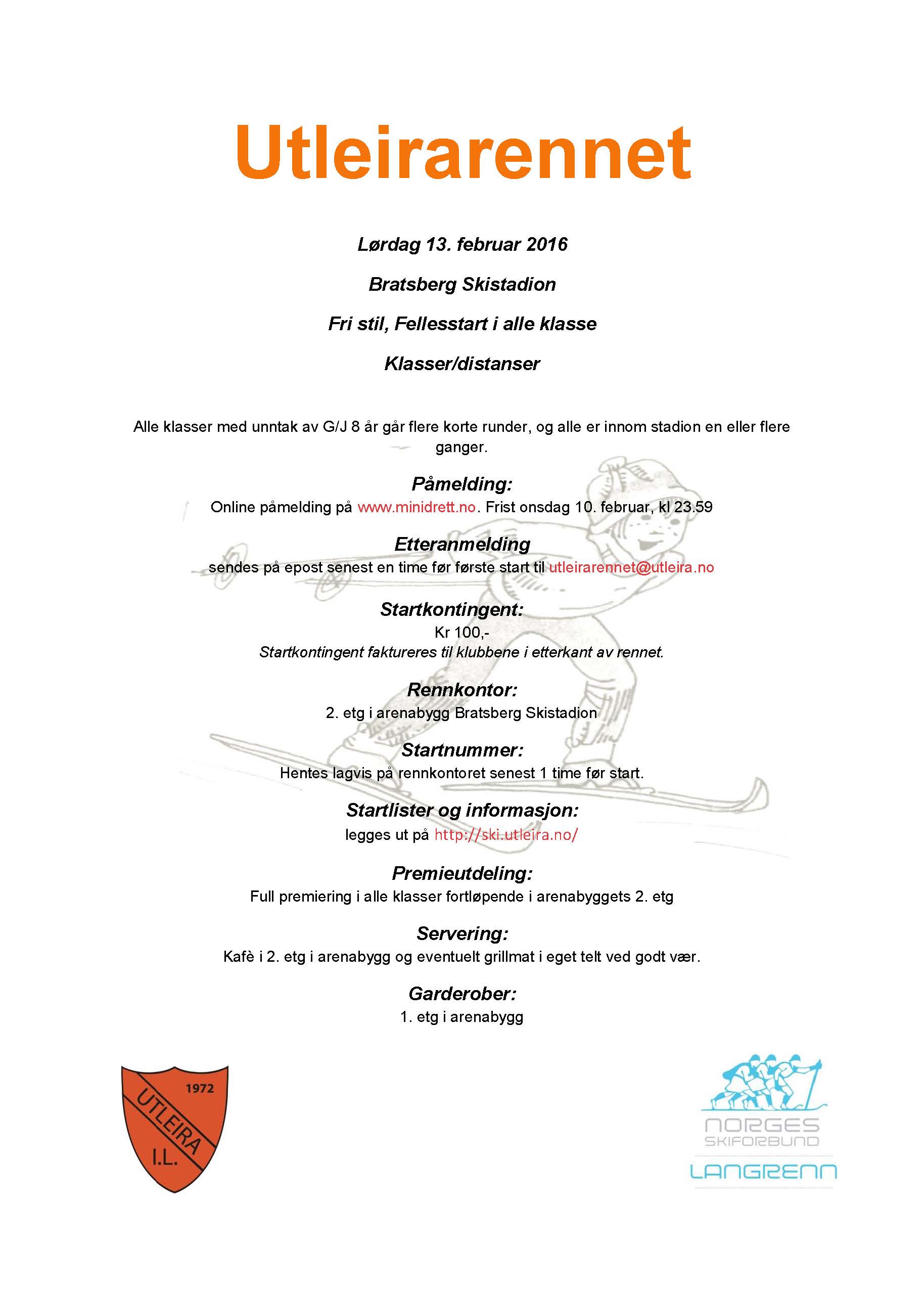 Invitasjon til Utleirarennet lørdag 13. februar.