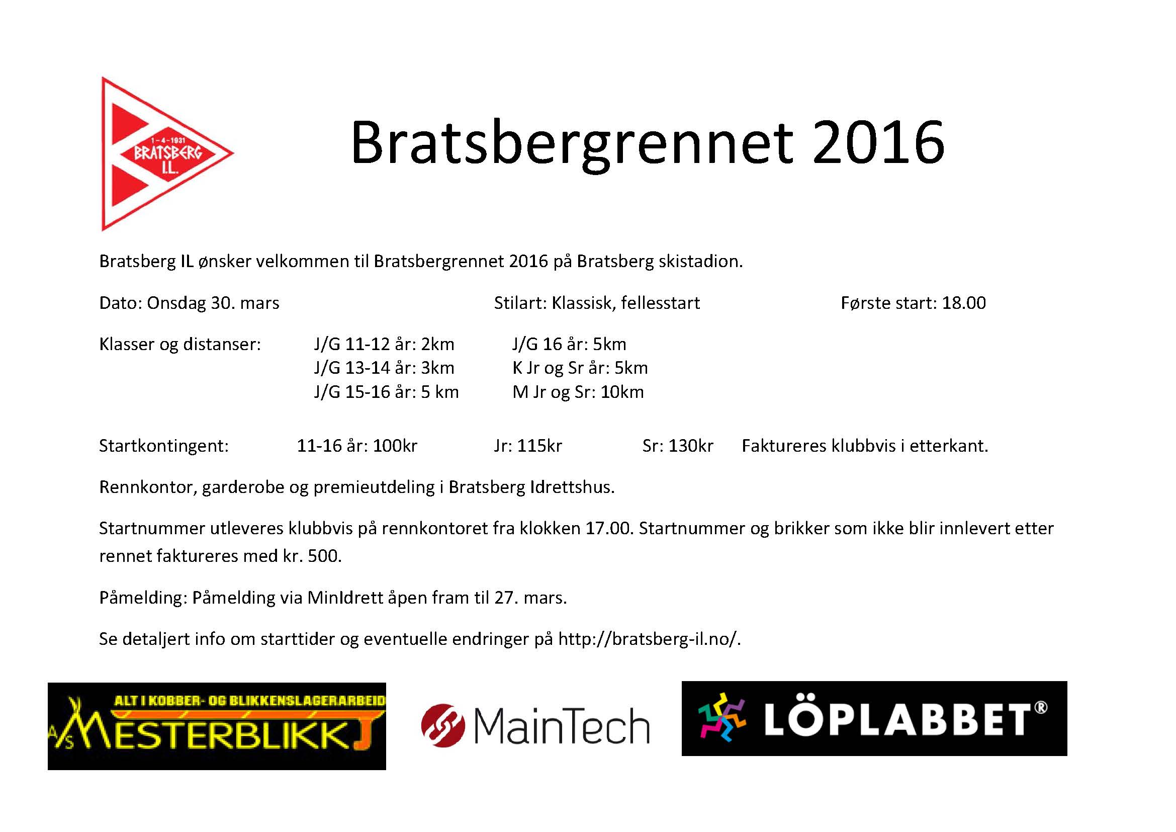 Invitasjon til Bratsbergrennet