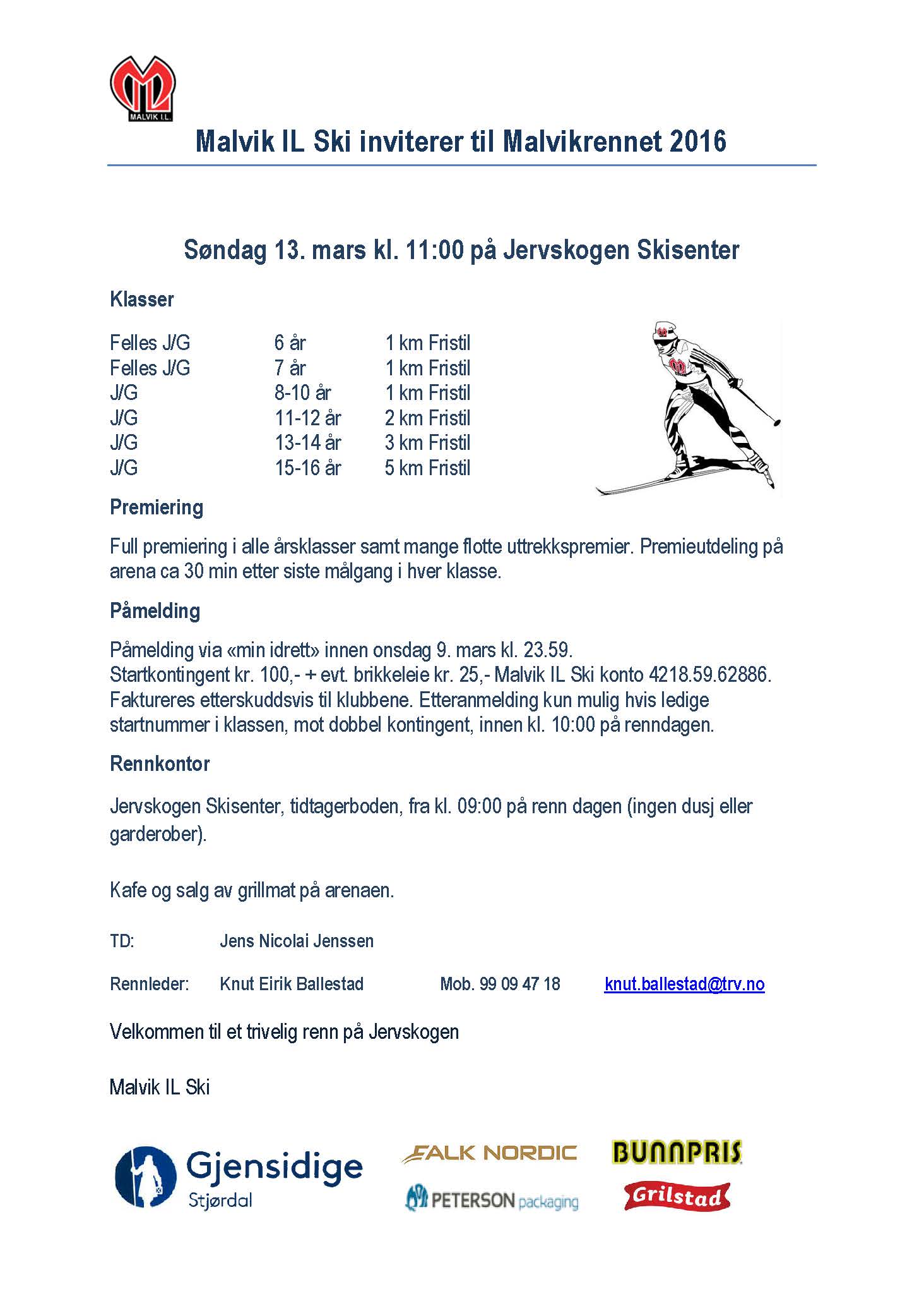 Invitasjon til Malvikrennet søndag 13. mars