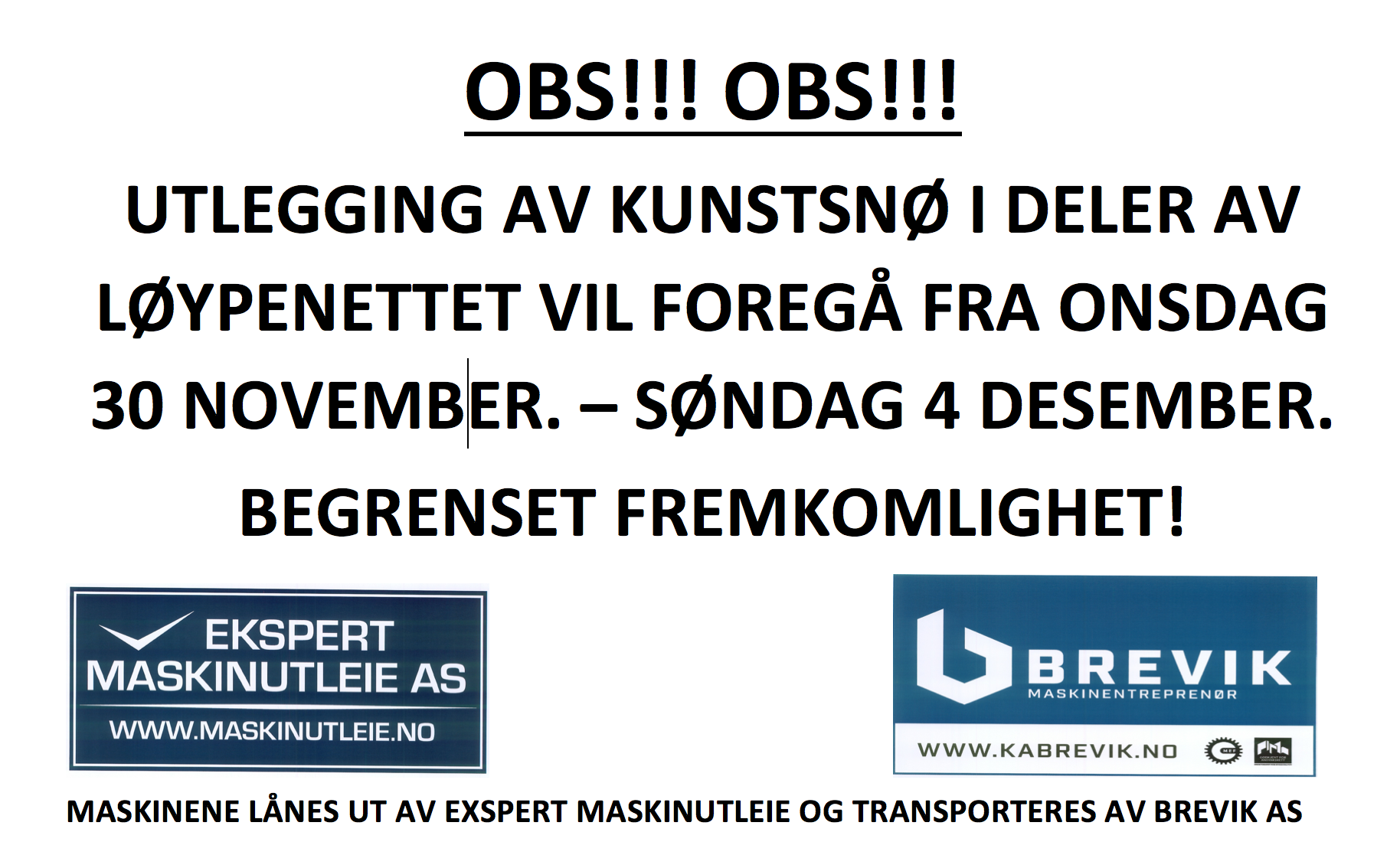 Utlegging av snø til Lierrennet