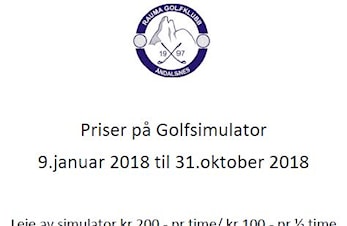 Reduserte satser for bruk av golfsimulator fra 09.01.2018