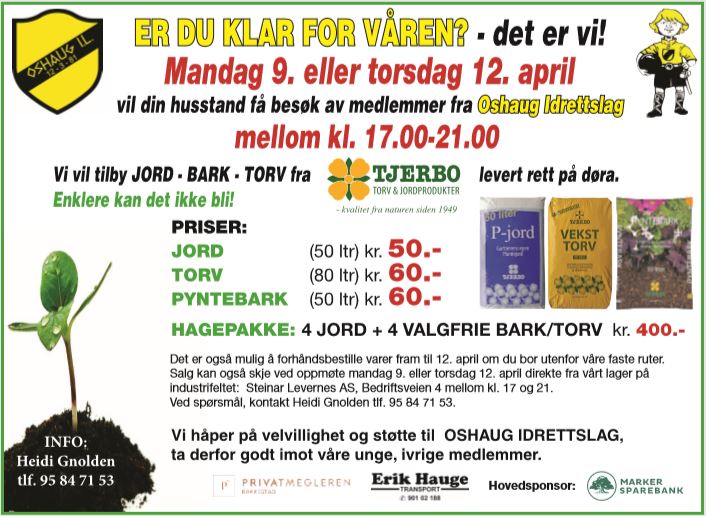 Salg av jord, torv og Pyntebark